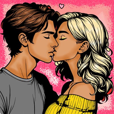 realistic couple kissing