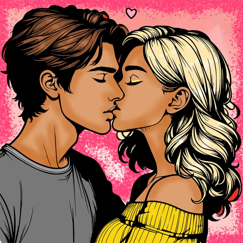 realistic couple kissing