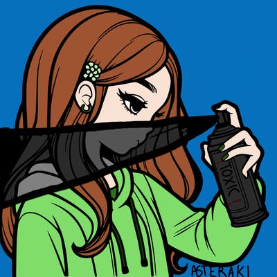 a realistic girl spray painting