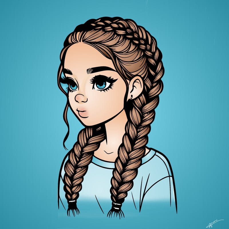 realistic girl with braids