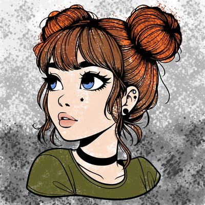 realistic girl with spacebuns