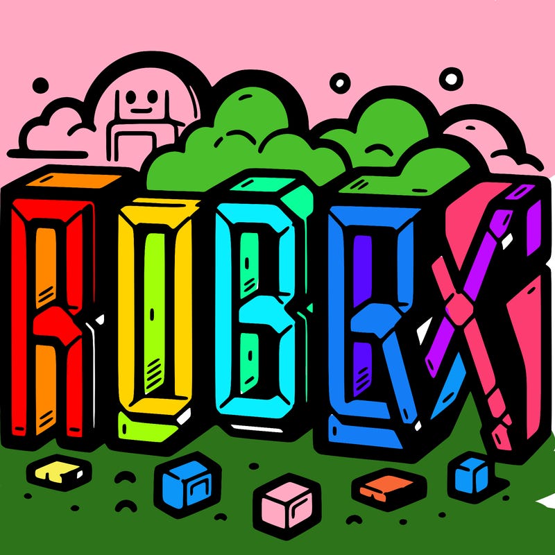 the words robox in blocky bubble letters