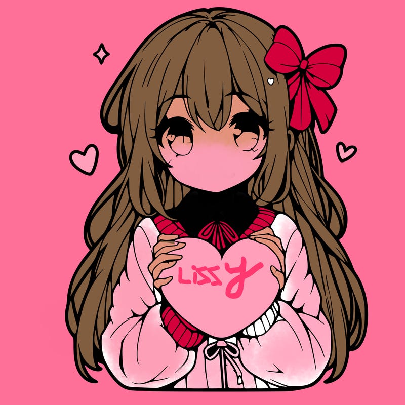 anime girl holding a heart balloon