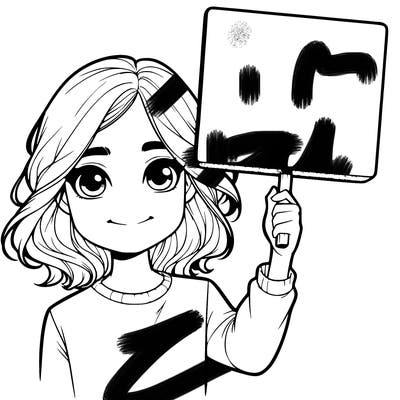 realistic girl holding up a sign