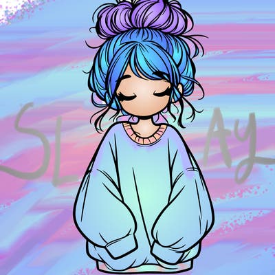 girl with baggy sweatshirt and messy bun