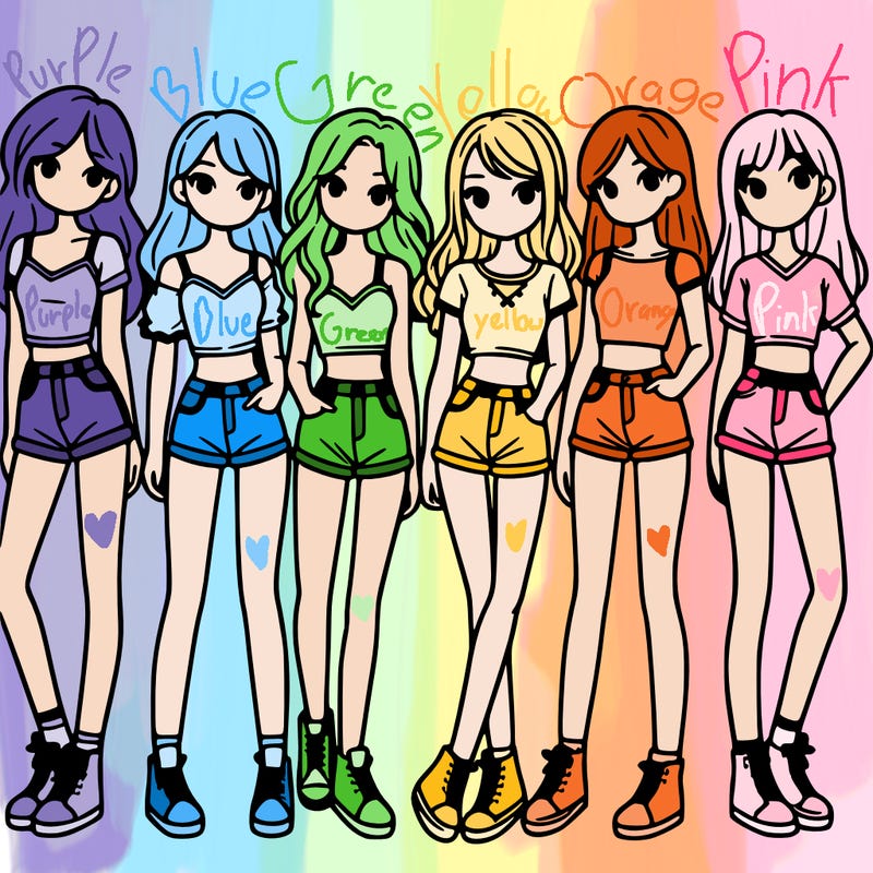 a group of girls wearing crop tops and shorts