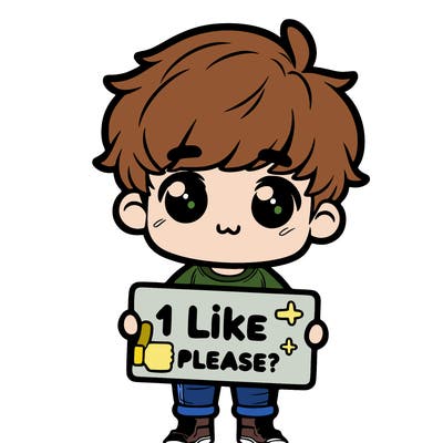 a cute boy holding a sign saying 1 like please?