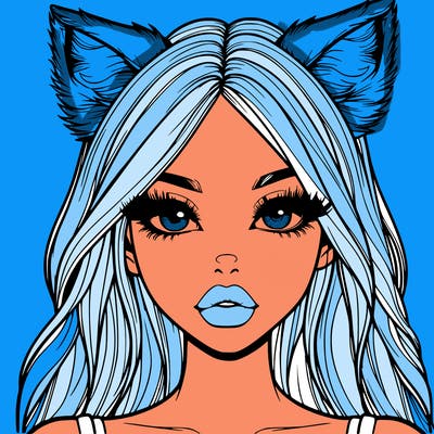 realistic girl with fox ears and realistic lips