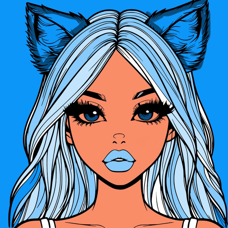 realistic girl with fox ears and realistic lips