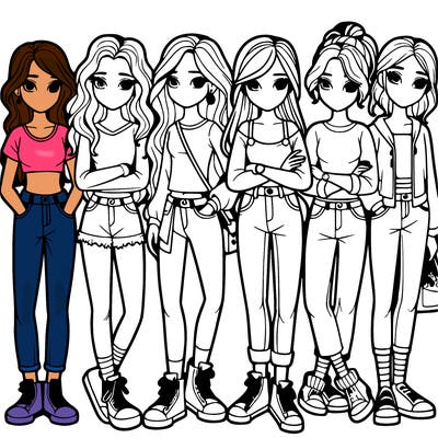 a group of teenage girls in a line