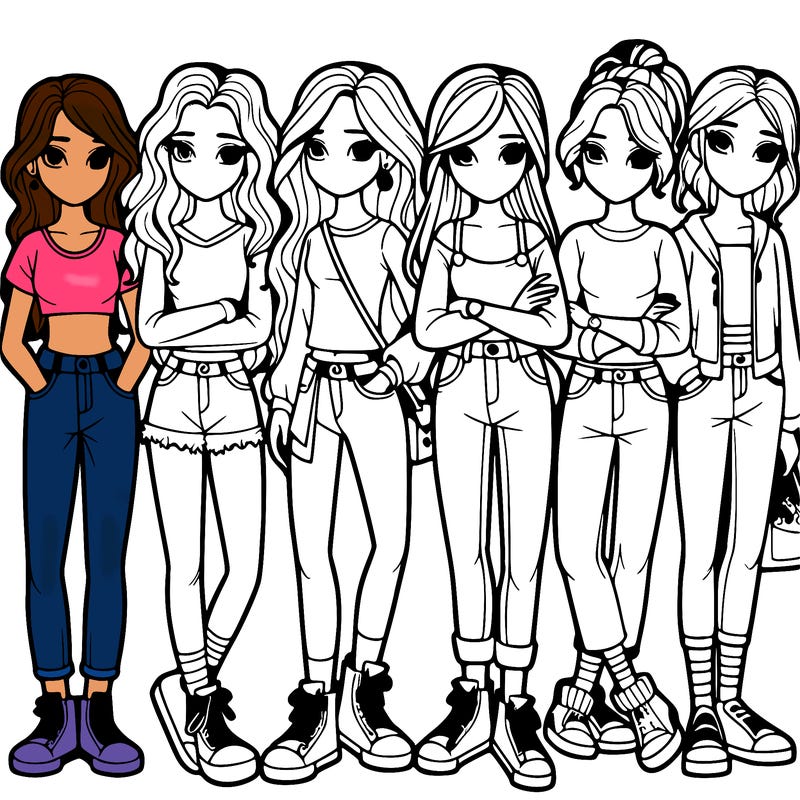 a group of teenage girls in a line