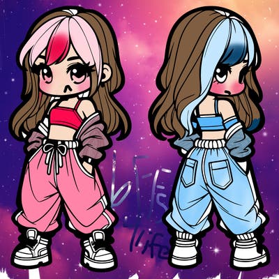 girl in crop top and baggy pants