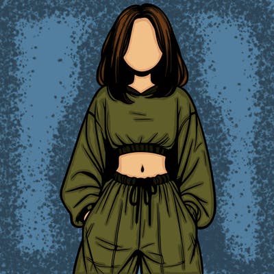 realistic girl faceless with baggy pants and a crop top