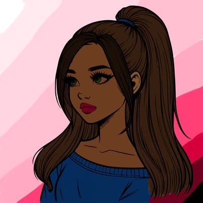 realistic girl with a high ponytail