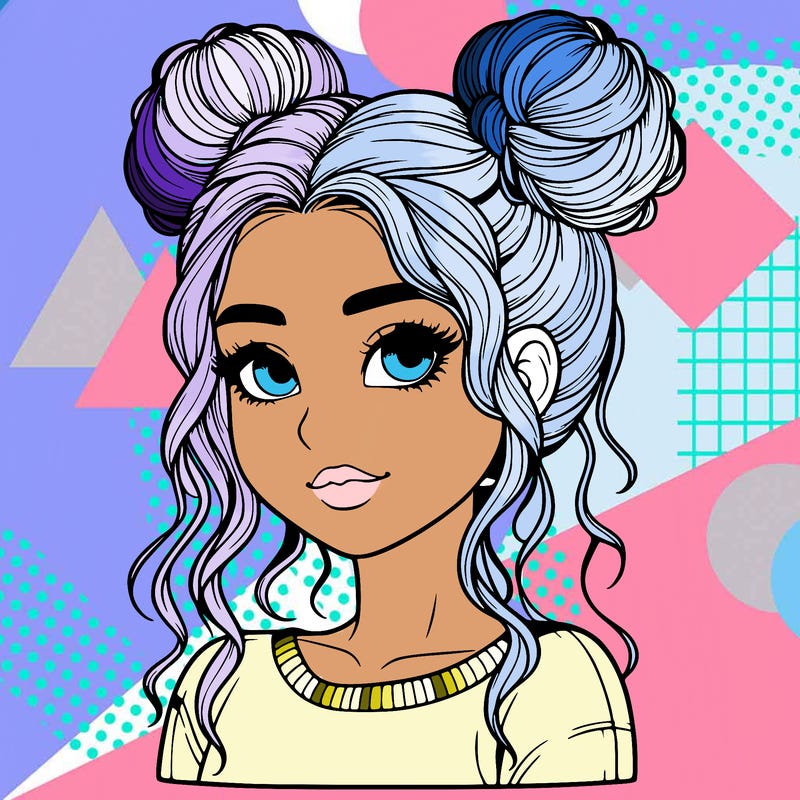 realistic girl with two buns in her hair