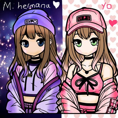 two girls wearing streetwear anime