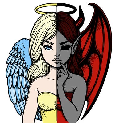 realistic angel half demon