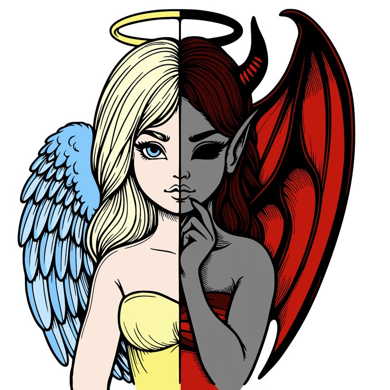 realistic angel half demon