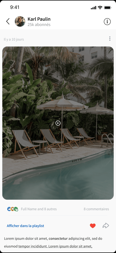 Auneアプリのインターフェースのスクリーンショット、クリエイターによるプロフェッショナル動画の投稿、ソーシャルインタラクションと説明が表示されています