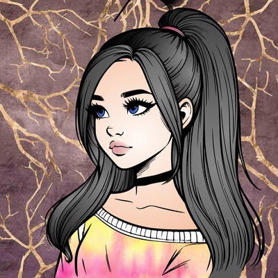 realistic girl with a high ponytail