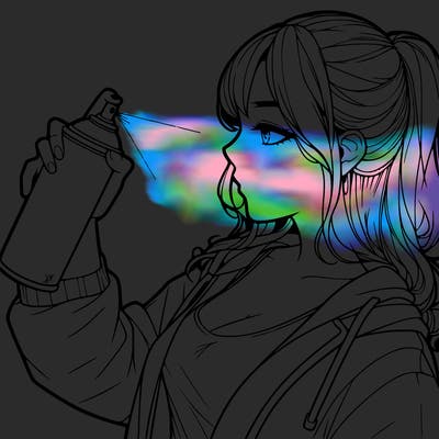 a realistic girl spray, painting