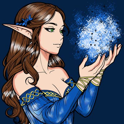 realistic elf girl doing magic
