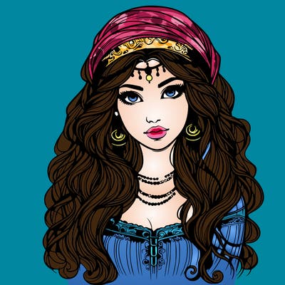 realistic beautiful mysterious gypsy girl