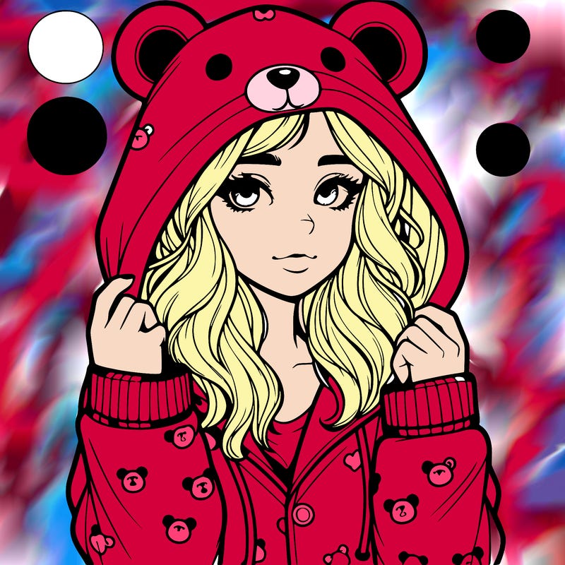 realistic girl in a animal pjs hoodie