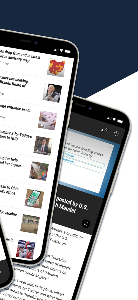 NBC4 Columbus - Mobile screens displaying the NBC4 Columbus news feed and local article details