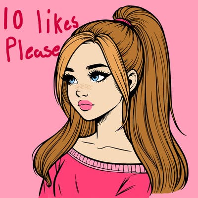 realistic girl with a high ponytail