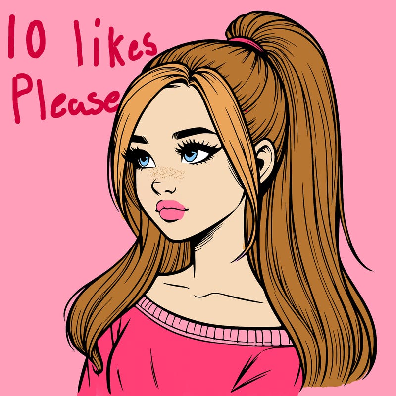 realistic girl with a high ponytail