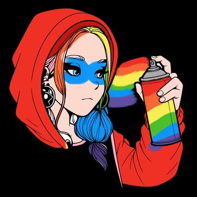 a realistic girl, spray painting