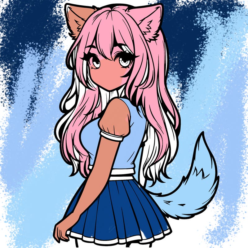 realistic girl with wolf ears and a tail
