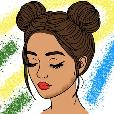 woman with hair buns