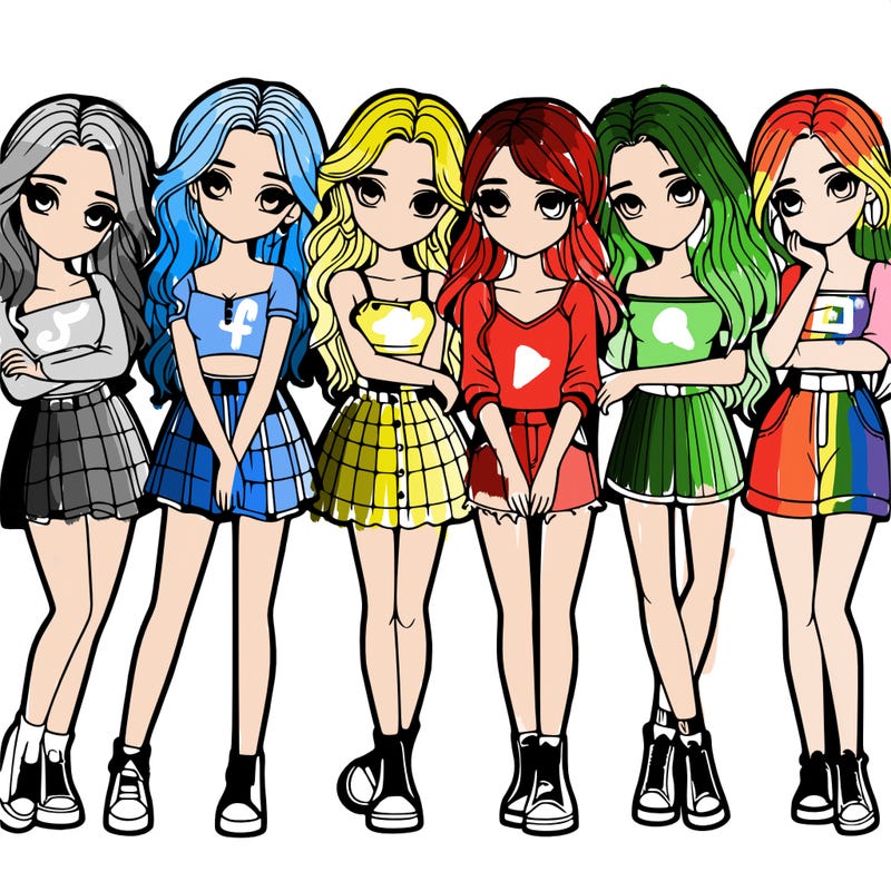 a group of girls realistic