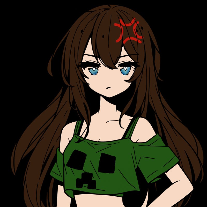 a cool anime girl with a crop top with long hair