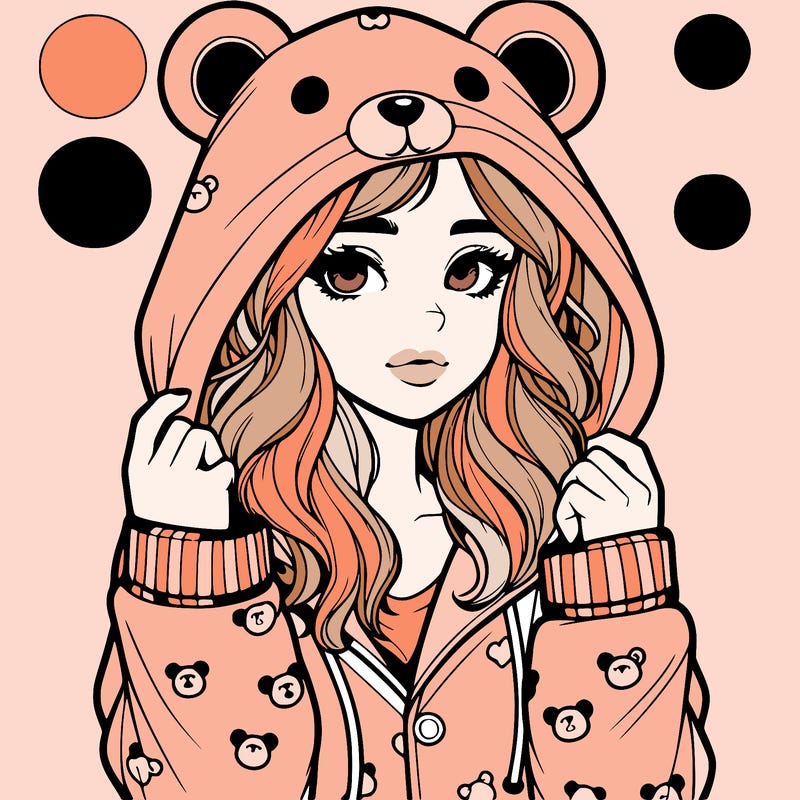 realistic girl in a animal pjs hoodie