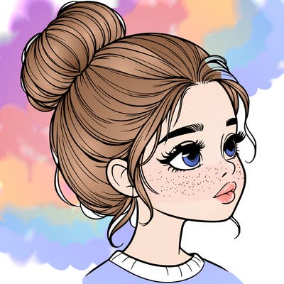 realistic girl with bun