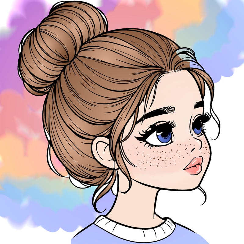 realistic girl with bun