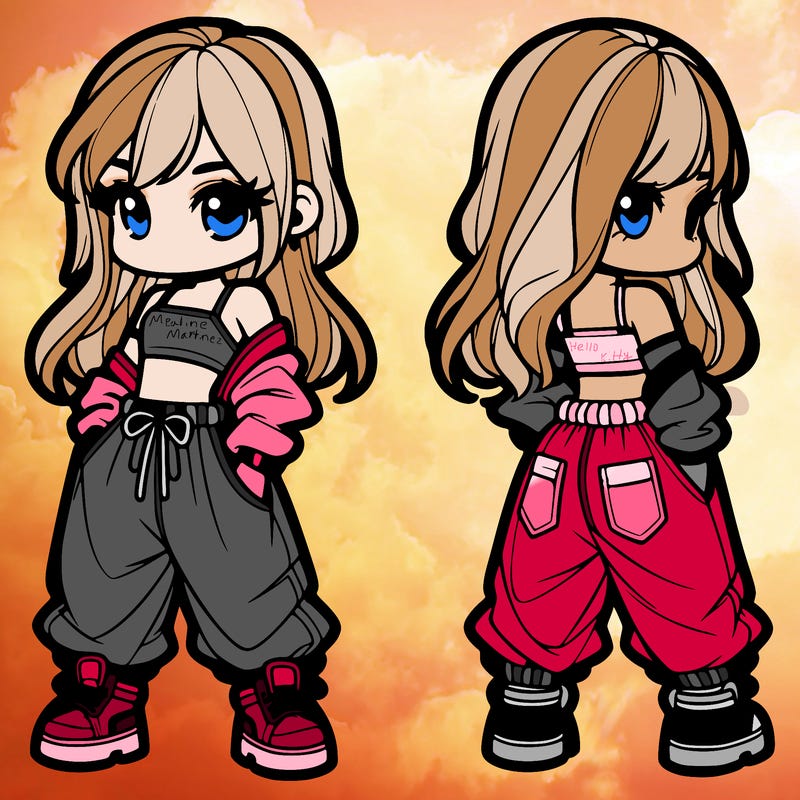 girl in crop top and baggy pants