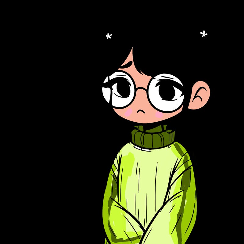 sad girl with glasses in a sweater