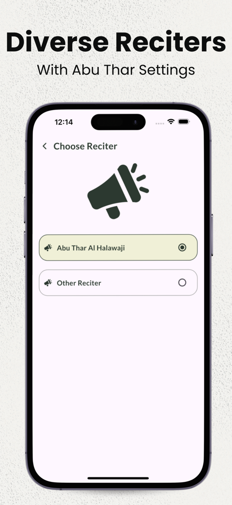 Dua e Tawassul With Audios - Dua e Tawassul app screen for choosing audio reciters including Abu Thar Al Halawaji