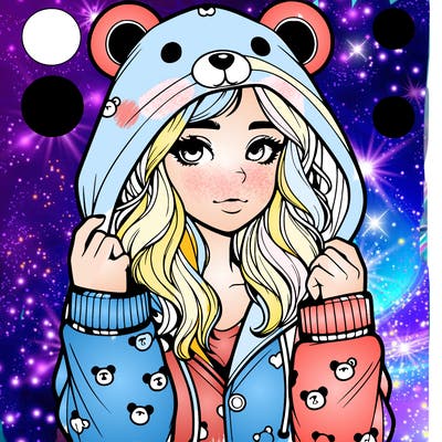 realistic girl in a animal pjs hoodie