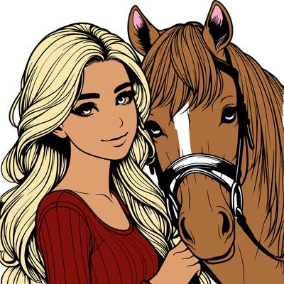 realistic girl with horse