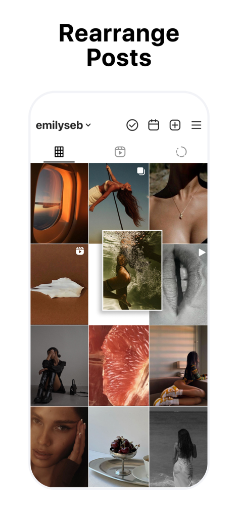 My Feed・Grid Preview & Planner - Rearranging Instagram posts in a grid preview using drag and drop