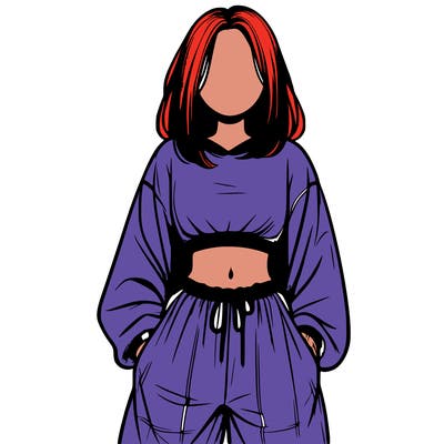 realistic girl faceless with baggy pants and a crop top