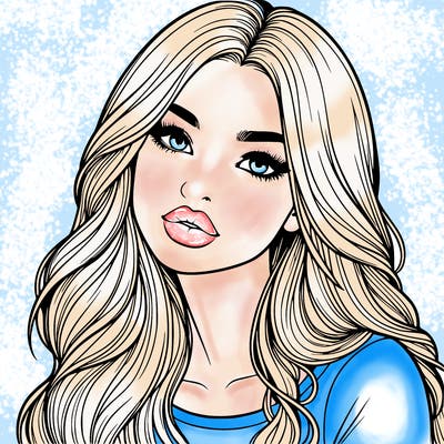 realistic girl with hair on her hair and lips