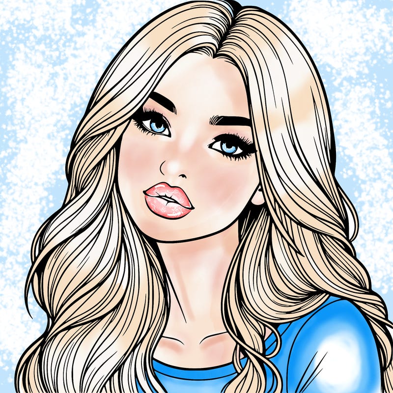 realistic girl with hair on her hair and lips