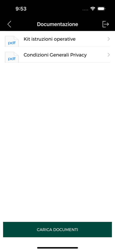 MyFleet Support - Interface de l'application mobile MyFleet Support affichant une liste de documents de flotte téléchargeables et un bouton de téléchargement