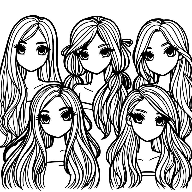 4 girls long hair